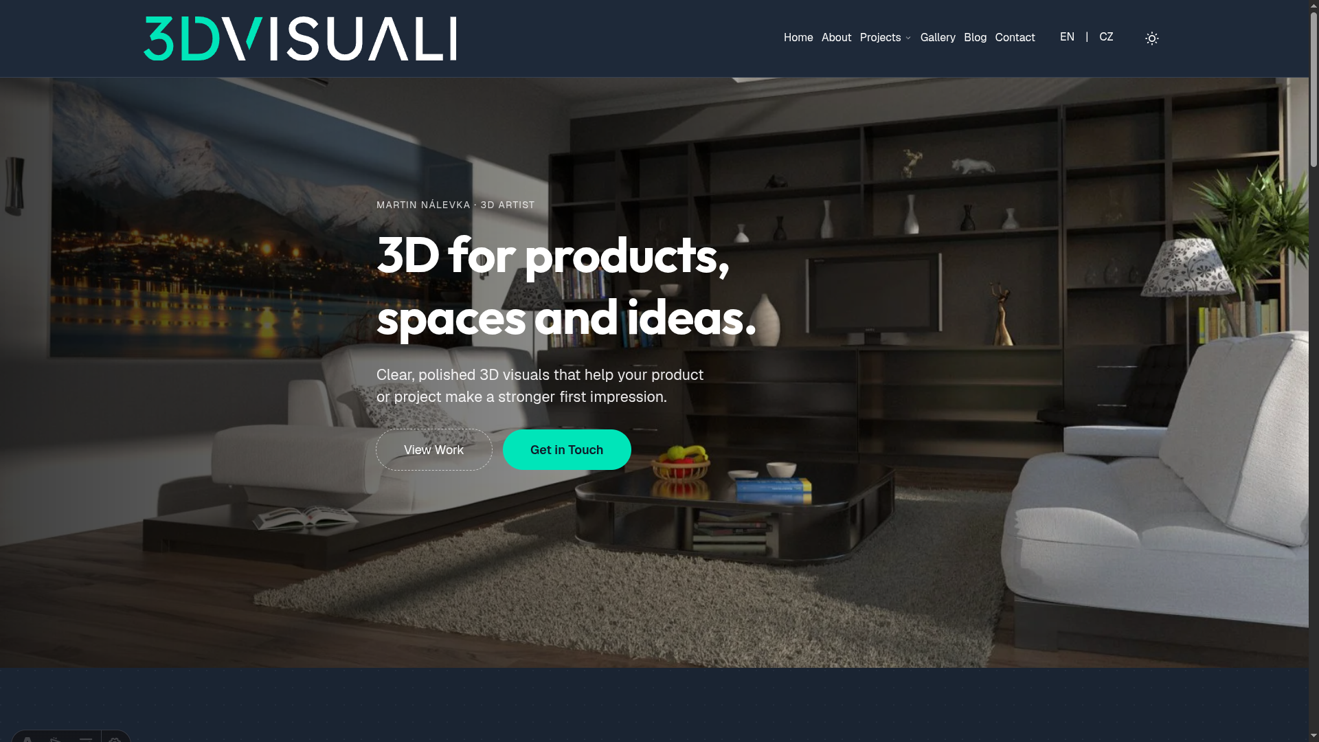 3dvisuali Website - 3D pro produkty, prostory a nápady